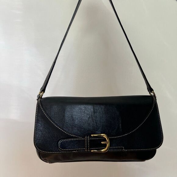 Mila Paoli Leather buckle shoulder bag Y2K 90s - Picture 2 of 14